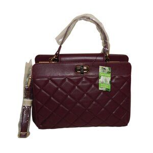 Badgley Mischka Quilted Mini Tote Bag In Plum NWT Handbag With Crossbody Strap